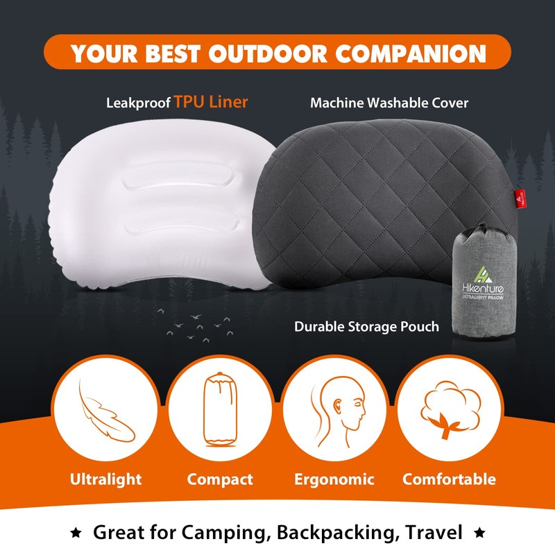 HIKENTURE Inflatable Pillow, Camping Pillow, Inflatable Pillow, Camping Travel Pillow,