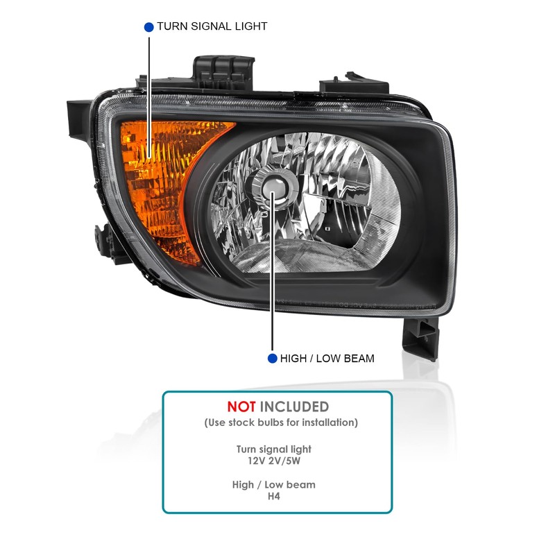 Spec-D Tuning Black Headlights Compatible with 2003-2008 Honda Element