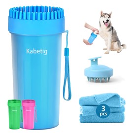 Kabetig Dog Paw Cleaner & Washer for Large/Extra Large Breeds - Muddy Paws Easy Cleaning Cup for Big Dogs - Includes 3 Absorbent Towels(Blue)