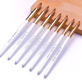 Acrylic Nail Brush Size 20, Kolinsky Acrylic Nail Brush for Acrylic Powder, Application Nail Art Drawing Brush for Extension Nails Carved for Beginners and Professionals (20#, White)