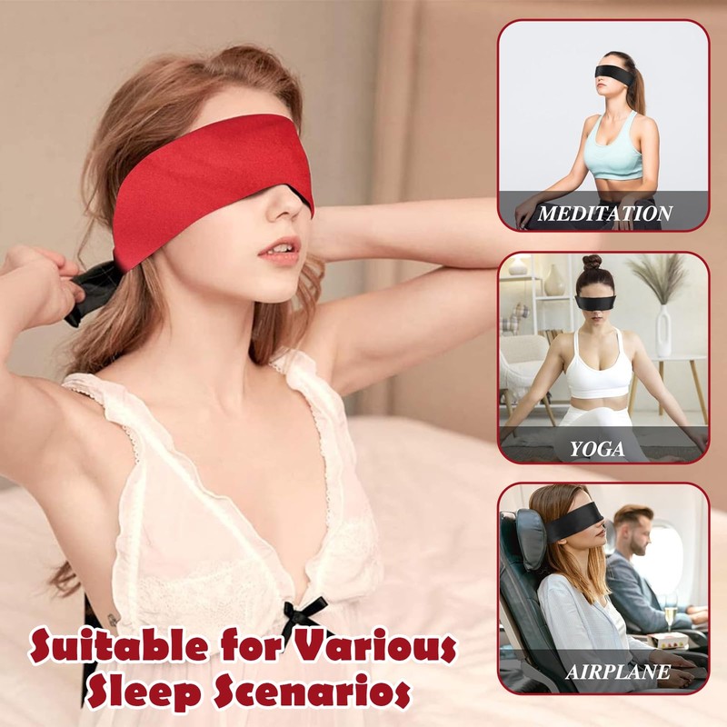 Blindfold Satin Eye Mask+Soft Silky Sleep Mask+Adjustable Comfortable Fit+1 Piece+135x7cm+Travel