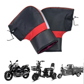 HKSICHENGKEJI Motorcycle Plush Handlebar Gloves Muffs Winter Waterproof Hand Mitts Waterproof Thick Fleece ATV Handlebar Hand Warmer Motorbike Scooter Cover Safe Reflective Stripes Gloves