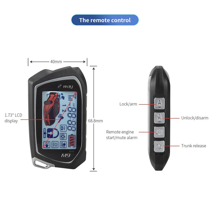 EASYGUARD EC207-M9 2 Way Car Alarm System with 1.73'' LCD