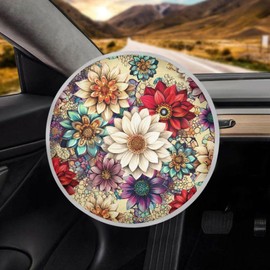 Qpednta Dahlia Steering Wheel Sunshade Cover Lightweight Steering Wheel Shield Car Interior Accessories Sun Protection Reflect UV Sun and Heat and Protect Your Car Universal Car Accessories