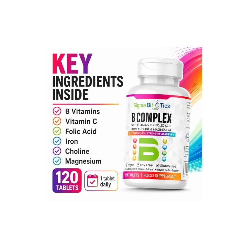 Vitamin B Complex Tablets - 8 Essential B Vitamins &