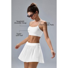 altiland Padded Sports Bra for Women, Comfort Fit Workout Yoga Bra with Light Support (White, 8)