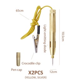 Pack of 2 Brass Electric Pen, Circuit Power Tool, Car Voltage Tester and Maintenance Tool