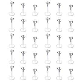 D.Bella Clear Earrings Plastic Earrings for Work Surgery Sports 16g Clear Cartilage Earrings Stud Plastic Helix Tragus Earring Piercing Retainer Clear Lip Rings Labret Retainers 6mm 8mm 10mm CZ