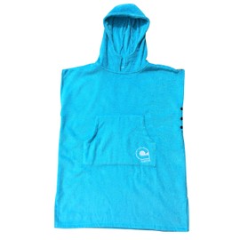 Kids Swimming Robe Surf Beach Poncho in 100% Cotton Hooded Towel w Adjustable Sleeves (Aqua, Teen)