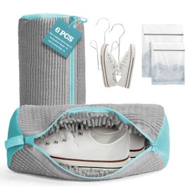 Shoe Washing Machine Bag 6 Pcs - Trainer Wash Bag for Washing Machine with Secure Zipper | Mesh Laundry Protector & Tumble Dryer Safe | Fits Trainers, Sneakers & Canvas Shoes