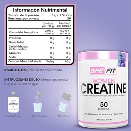 BHP NUTRITION- Women creatine, creatina monohidratada 100 pura, creatina para mujer (WOMEN CREATIN 250 GRS. + BIOTINA 100 CAPS)