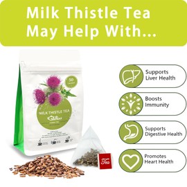 Samcci - Milk Thistle Tea Bags, 50 Teabags, 3g/bag - 100% Natural Milk Thistle Seeds Support Liver Herbal Tea, Caffeine Free - No Additives - No Sugar - Non-GMO - No Gluten