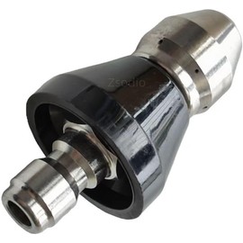 Zsodio 1/4" Stainless Steel Sewer Jetter Kit for Pressure Washer, 1 Front Jet and 6 Rear Jets Sewer Cleaning Tool High-Pressure Nozzle 5000 Psi