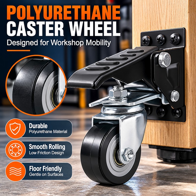 Retractable Workbench Caster Wheels for Heavy-Duty Tables – 4-Pack with