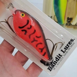 Bandit Vtg New Pre Pradco Bandit 400 Series Deep Crankbait W Mustad Triple Grip Hooks - 486 Texas Redd 38