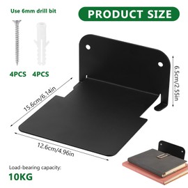 2 Pcs Black Small Floating Shelf, Metal Small Black Floating Shelves for Wall Shelves, Kitchen Living Room Bathroom Bedroom Shelf(6.14 x 4.96 x 2.56 Inch)