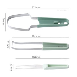 Generic Watermelon cutter,3-in-1 Watermelon cutter Fork Slicer Fruit Cutting Fork Tool,Watermelon Popsicle Cutter, Stainless Steel watermelon cutter slicer tool, SMALL, silver/green, SHEYI2