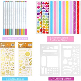 DazSpirit Photo Album Scrapbook - 80 Page DIY Memory Book with 12 Metallic Pens & 8 Photo Stickers, Holds 420 Photos - Scrapbook Kit, Perfect for Writing, Drawing, and Storing Memories(Green)