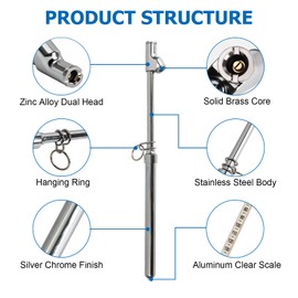 2 Pcs Dual Head Tire Pressure Gauge Heavy Duty Truck Tire Air Gauge 10-150PSI,10-120PSI with Tread Depth Gauge Pencil Tire Gauge Straight-on Tire Checker Extended Tube for Semi Truck Car Motorcycle