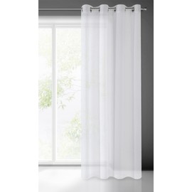 Eurofirany Argea Curtain Smooth Transparent Etamine Eyelets Curtains Transparent Elegant Glamour Bedroom Living Room Lounge, White, 55" x 98"