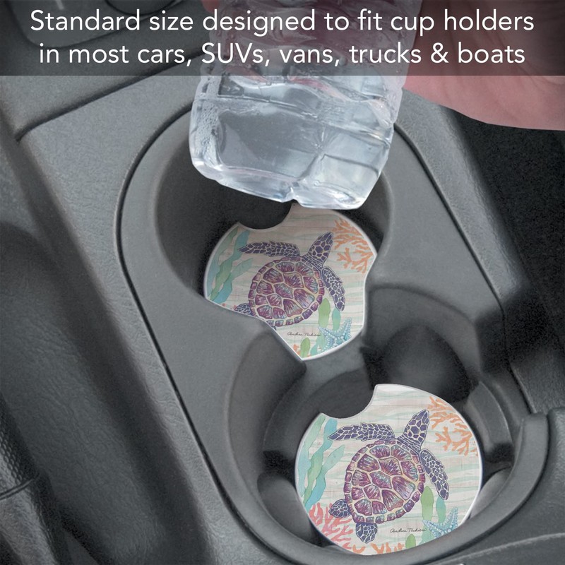 Thirstystone Sea Turtle Single Absorbent Stone Car Coaster 2.6” Diameter