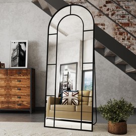 AUYHM Nano Glass Vintage Mirror Full Length,28"x71" Floor Length Mirror,Black Arch Mirror,Large Arched Mirror Full Length,Window Mirror(Black)