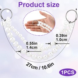 HINZIC Bow Pearl Purse Double Chain Handbag Straps, Pearl White Shoulder Crossbody Bags Short Handle Replacement Charm Accessories for Women - 1PCS