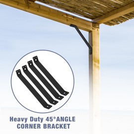 4 Pcs Inside Moun 45-Degree Angle Bracket,11.1" x 1.5" Heavy Duty Corner Brace Support,45 Degree Support Knee Braces,Post to Beam Connectors,Thickness 3mm