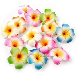 Hawaiian Plumeria Flower Hair Clips, 10 Pieces, Multicolor Beach Party Hair Accessories, 7cm, for Beach Party Hair Clips