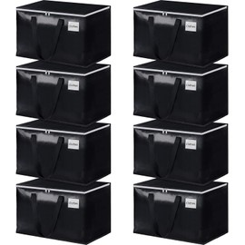 StorageRight Large Moving Bags Heavy Duty Storage Totes for Storage,Packing & Moving Collapsible Moving Supplies with Large Capacity, Reinforced Zippers and Handles, 88L, 8 Packs