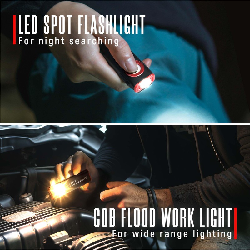 lexall Flashlight, 1600 Lumens Mini Magnetic Flat EDC Flashlight with