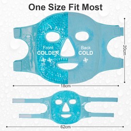 ACWOO Ice Mask Face, Ice Eye Mask Reduce Face Swelling, Dark Circles, Gel Beads Hot Heat Cold Compress Pack, Face Spa for Pressure, Headaches, Skin Care (Blue)
