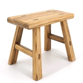 Anqilee Handmade Solid Wood Stool Milking Stool 10" Height Wooden Step Stool Simple Wood