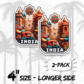 India Magnet 4 Inch 2-Pack – Strong Vinyl Decorative Travel Magnets for Fridge Locker Kitchen Office – Cute Fun Aesthetic Cool Durable & Long-Lasting Souvenir ID44999