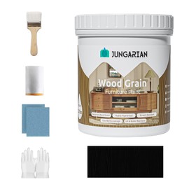 Jungarian Wood Grain Furniture Paint 10.5oz with Tools - All-in-One No Need Prime No Need Varnish - Water-based & Low Odor - Outdoor & Indoor Wood Paint for Furniture and More - Black