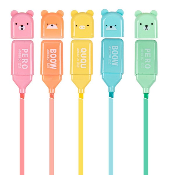 LONZIKP Pack of 5 Mini Highlighters, Cartoon Bear Funny Highlighter,