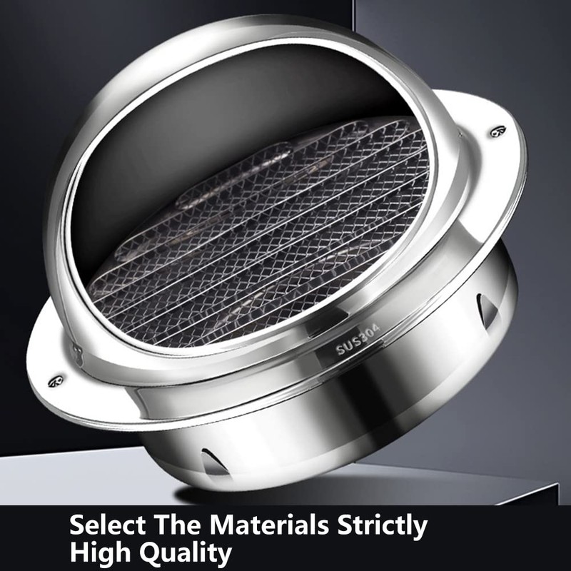 Air Vent Covers for Walls Outside, Stainless Steel Round External