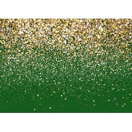 LYCGS 10x8ft Green and Gold Backdrop Birthday Gold Spots Bokeh Wedding Prom Graduation Photography Background X-224