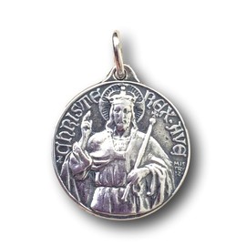 Sterling Silver Christ The King Medal - Antique Reproduction
