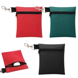 3 Pcs Golf Tee Bags, 6.7 x 5.5 in Portable Golf Ball Pouch Zipper Golf Accessory Bag, Golf Ball Tee Storage Bag Golf Ball Carry Bag with Lobster Claw Clip for Golf Accessories