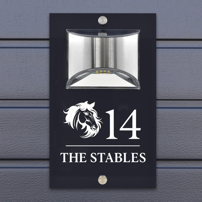 Custom Signs Solar Illuminated Modern Anthracite House Number Sign 24cm