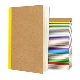 A5 Lined Kraft Composition Notebooks Bulk 40 Pcs(5.5x8.3") College Ruled with Rainbow Spine,Journal Notebook for Women Girls College Students Office School Supplies, 60 Pages/30 Sheets