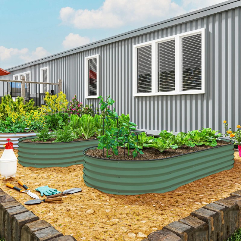 Raised Garden Bed 7 X 3 X 1 Metal Green