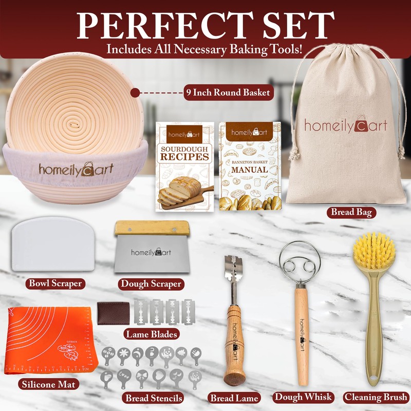 Banneton Bread Proofing Basket Set - 9" Round & 10"