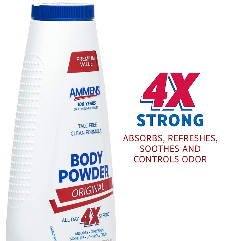 Ammens Body Powder Original – Talc-Free Clean Formula, All-Day 4X