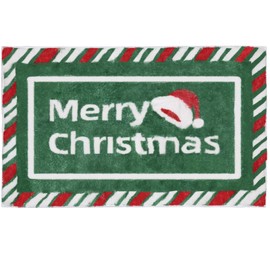 Inshere Merry Christmas Door Mat,Super Soft Christmas Rug Outdoor Rug, Low Profile Floor Bath Mat Welcome Mat, Front Doormat Non Slip Mats for Entryway 31.5"x19.6"