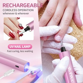 YLYYCC YLYYCC Cordless Nail Drill Electric File with UV Nail Lamp: Professional for Acrylic Gel Dip Powder Nails Portable Nail Drill Machine Kit for Manicure Pedicure Nail Set Rechargeable Lightweight