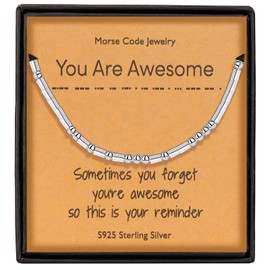 Gleamart You are Awesome Adjustable Morse Code Bracelet Inspirational Secret Message Bangle Present for Friend Sister Mother Wife