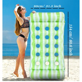 2-Pack Inflatable Pool Floats Mat for Teens, Large Pool Floaties for Adults Size with Headrest, Sun Tanning Raft Lake Beach Swimming Pool Party Floating Lounge (Blue-Green)