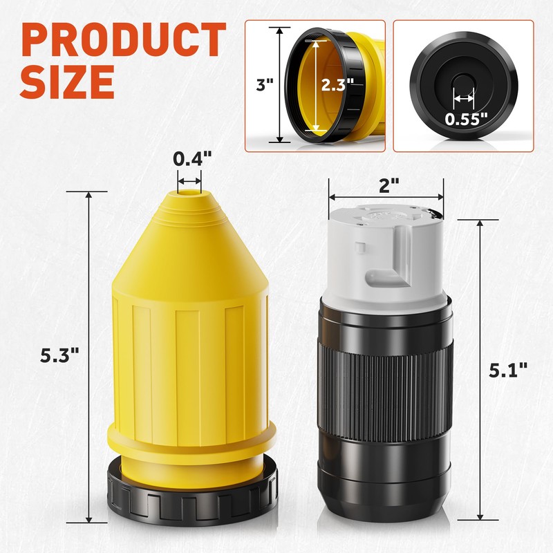 50AMP RV Power Cord Twist Lock Plug with Locking Ring